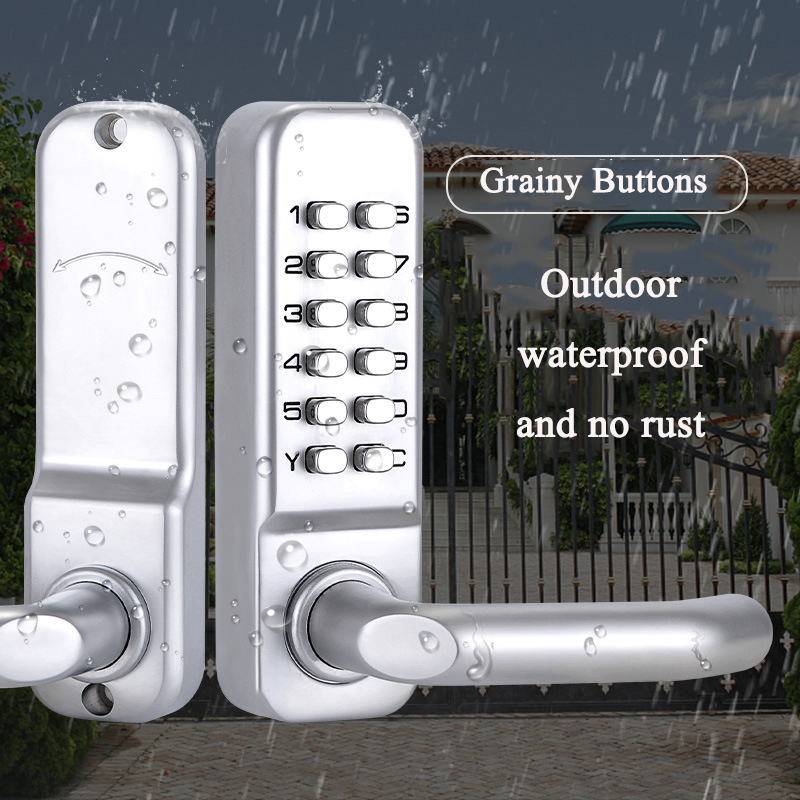 Smart Garden Gate Lock - Silver Long Handle Keyless Mechanical Digital